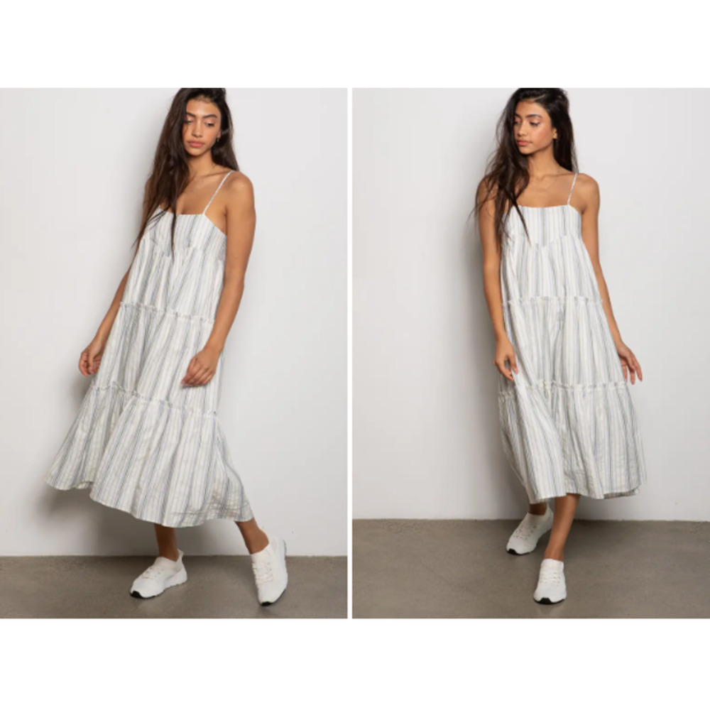New NWT Maisie Noelle Tiered‎ Midi Womens Long Line Cotton Dress Size XS